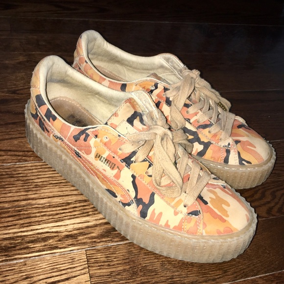 Rihanna Puma Orange Camo Creepers - Picture 4 of 9